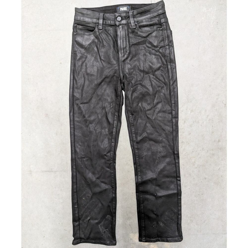 Paige Black Coated Skinny High Rise Slim Fit Stretch Casual Denim Jeans